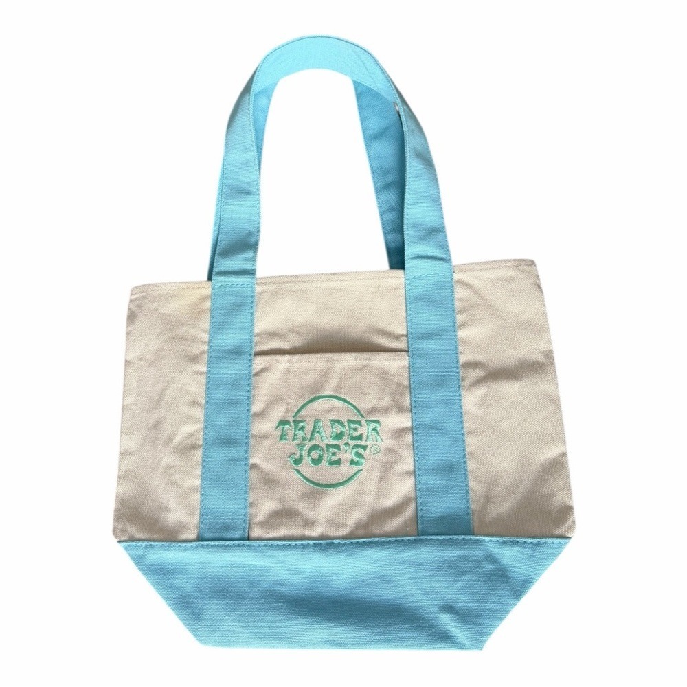 TRADER JOE'S Mini Pastel Canvas Tote Bag NWT - Picture 3 of 8